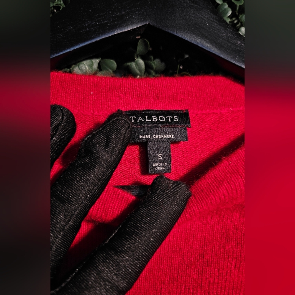 Pure Cashmere Red Crew Neck Sweater- Talbots - Picture 2 of 4